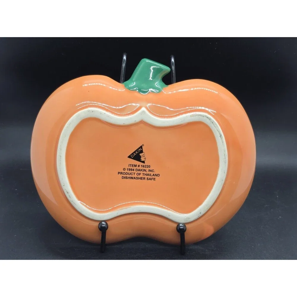 Vtg Dakin Ceramic Halloween Jack O Lantern Pumpkin Trinket Candy Dish  8